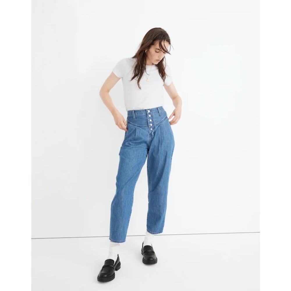 Madewell Tapered Yoke 100% Cotton Jeans in Steinbeck Wash Size 33